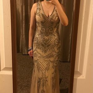 Camille La Vie nude dress with beading